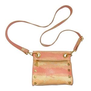 HAMMITT LOS ANGELES CORAL PINK GOLD HIMALAYAN SNAKE TONY CROSSBODY PURSE